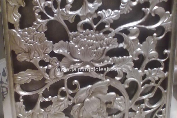 Champagne leafing on pillars at Champagne Leafing on Silver, Jaipur — Jaipur Gold Leaf