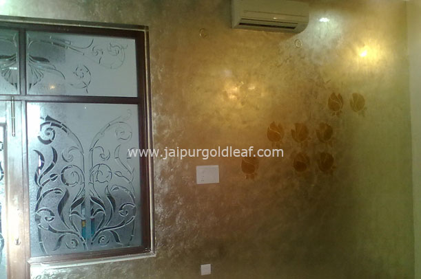 Copper antique leafing at Copper Antique Leafing on Walls of Bungalow at Ambabari, Jaipur — Jaipur Gold Leaf