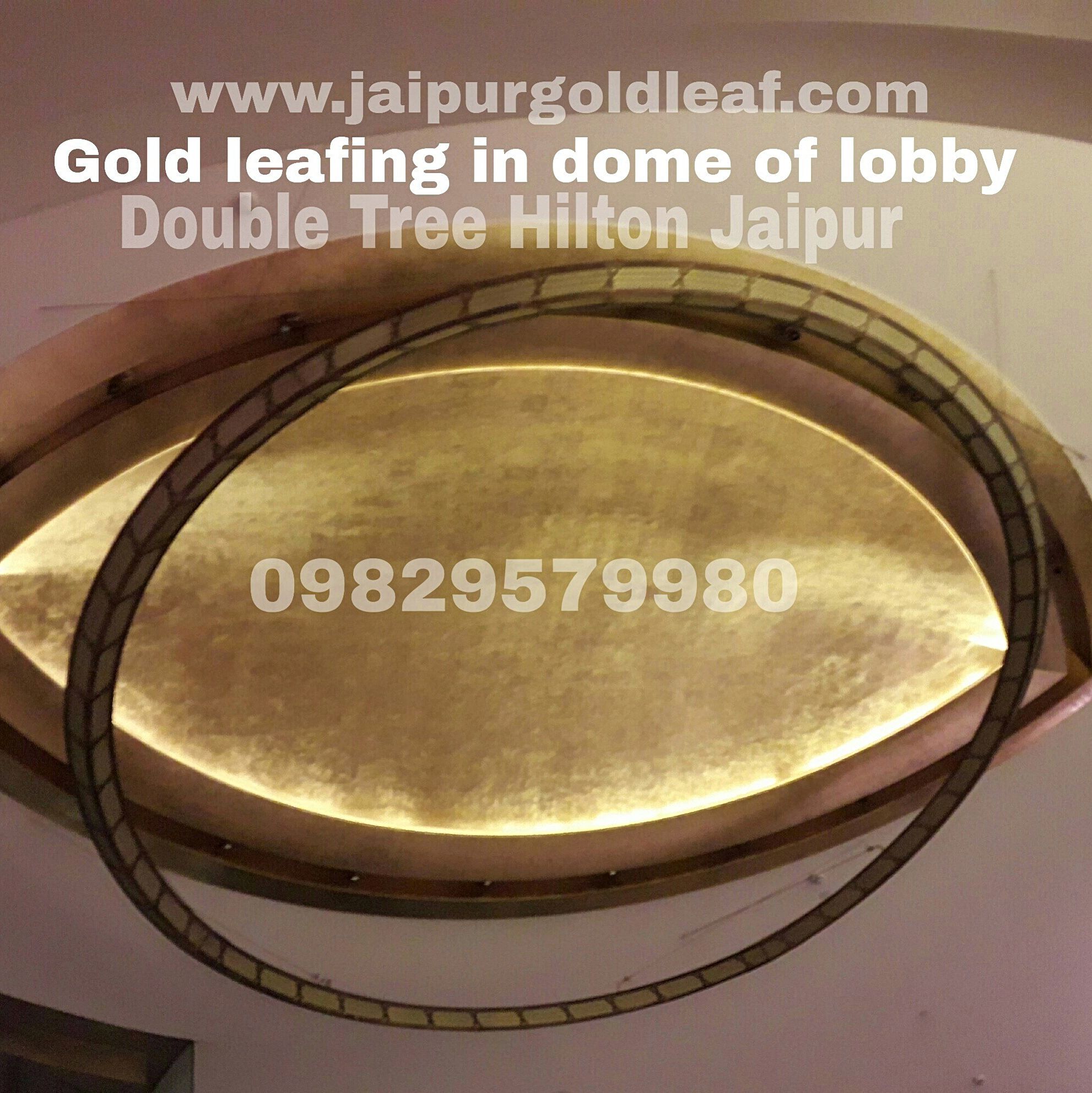Intricate floral mirror work at Gold Leafing on DoubleTree by Hilton Jaipur, Custom — Jaipur Gold Leaf