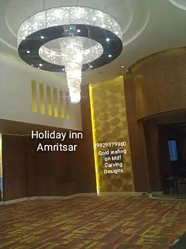 Intricate floral mirror work at Gold Leafing on Holiday Inn Amritsar, Custom — Jaipur Gold Leaf