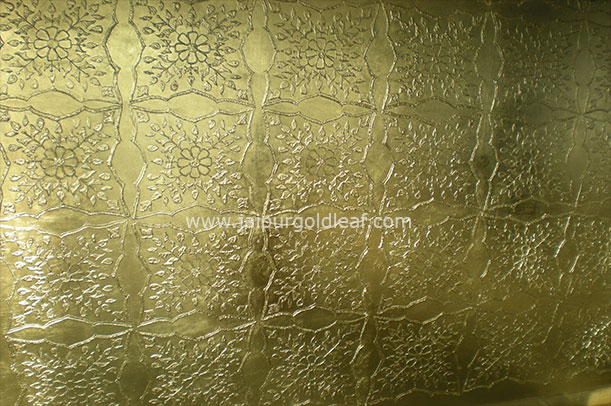 Embossing on silver leafing champange work at sanganer restaurent - Jaipur