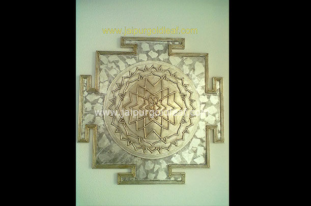 Gold-silver Antique Leafing on wall hotel The Lalit - Jaipur