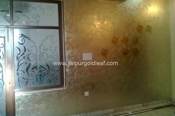 Champagne Leafing on Wall Veshali Bungalow - Jaipur