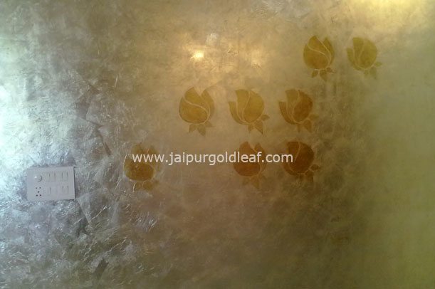 Champagne Leafing Rinkle with Embossing on Wall